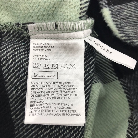 H&M Kids Black White Buffalo Check Plaid Flannel Long Sleeve Shaket - Picture 5 of 5